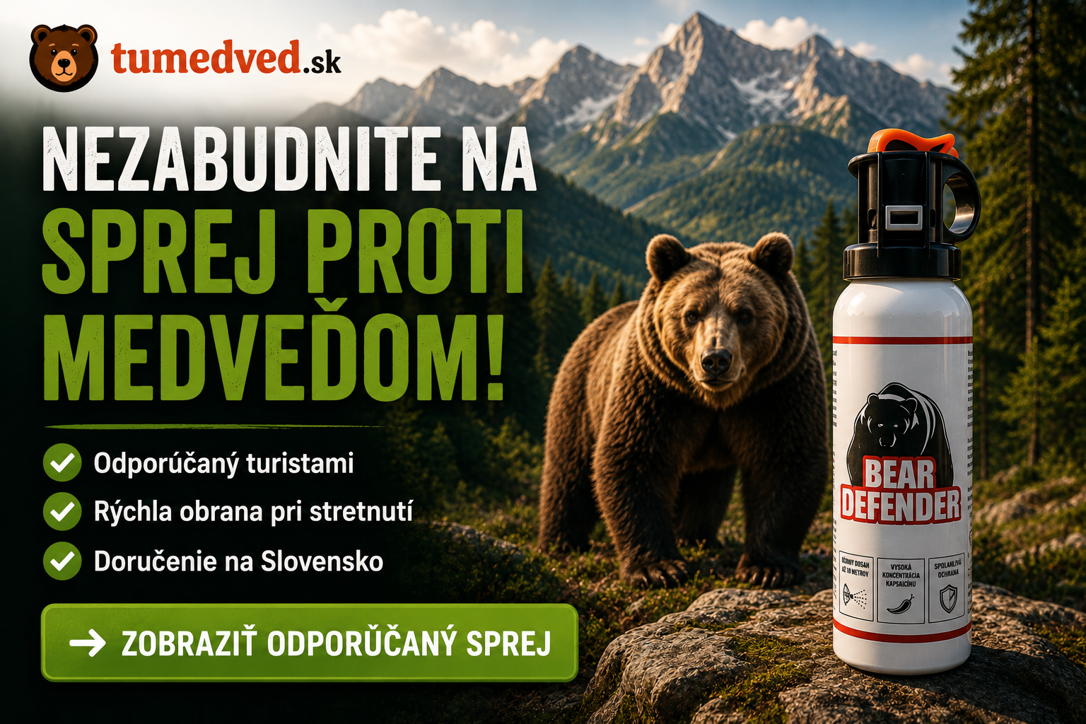 Obranný sprej proti medveďom Bear Defender